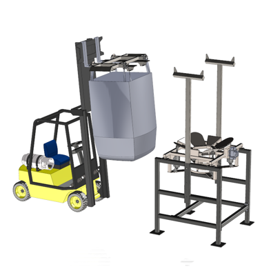 Fork loaded big bag discharger