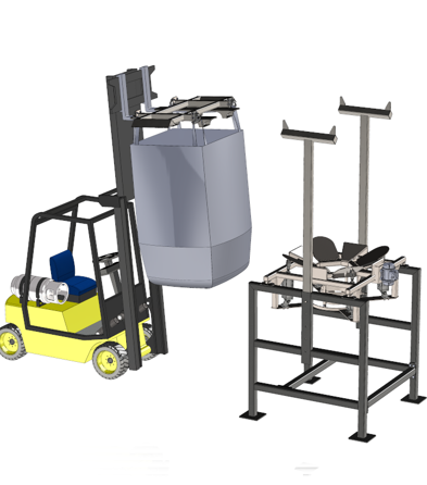 Fork loaded big bag discharger